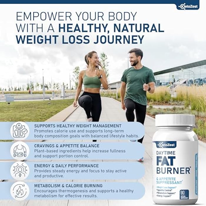 KetoZest Fat Burner Appetite Suppressant for Weight Loss - Daytime Men Women Natural Thermogenic Fat Burning Diet Pills with Green Tea Caffeine - Curb Hunger Appetite Control Belly Fat Burn Support - Image 3