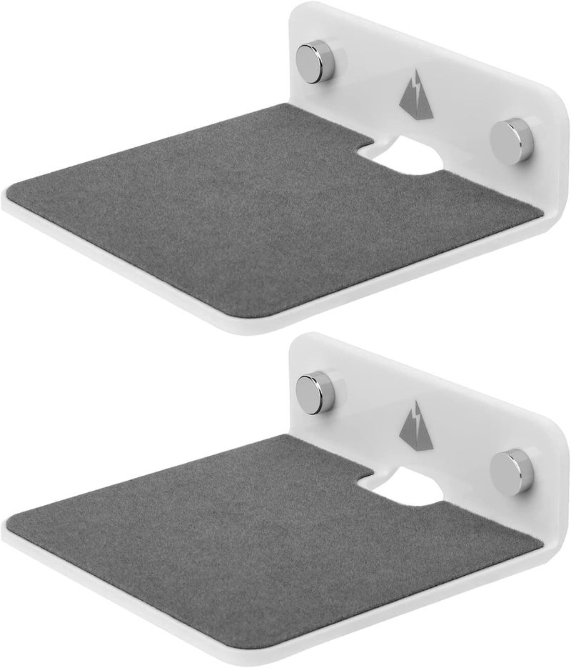 TXesign Wall Shelves Speaker Shelves-2 Pack 4.25 Acrylic Small Floating Shelves Speaker Mount for Bluetooth Speaker, Webcam, Cell Phones, Toy Display Shelf Acrylic Speaker Shelf (White, Small) - Image 1