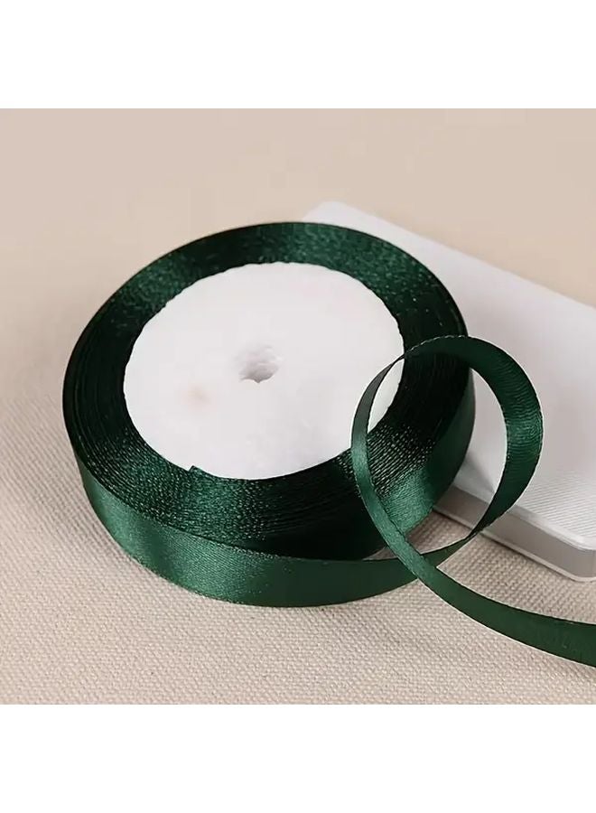 Dark Green Satin Ribbon 0 59 Inch Wrinkle Resistant For DIY Bows Gift Wrapping - Image 1