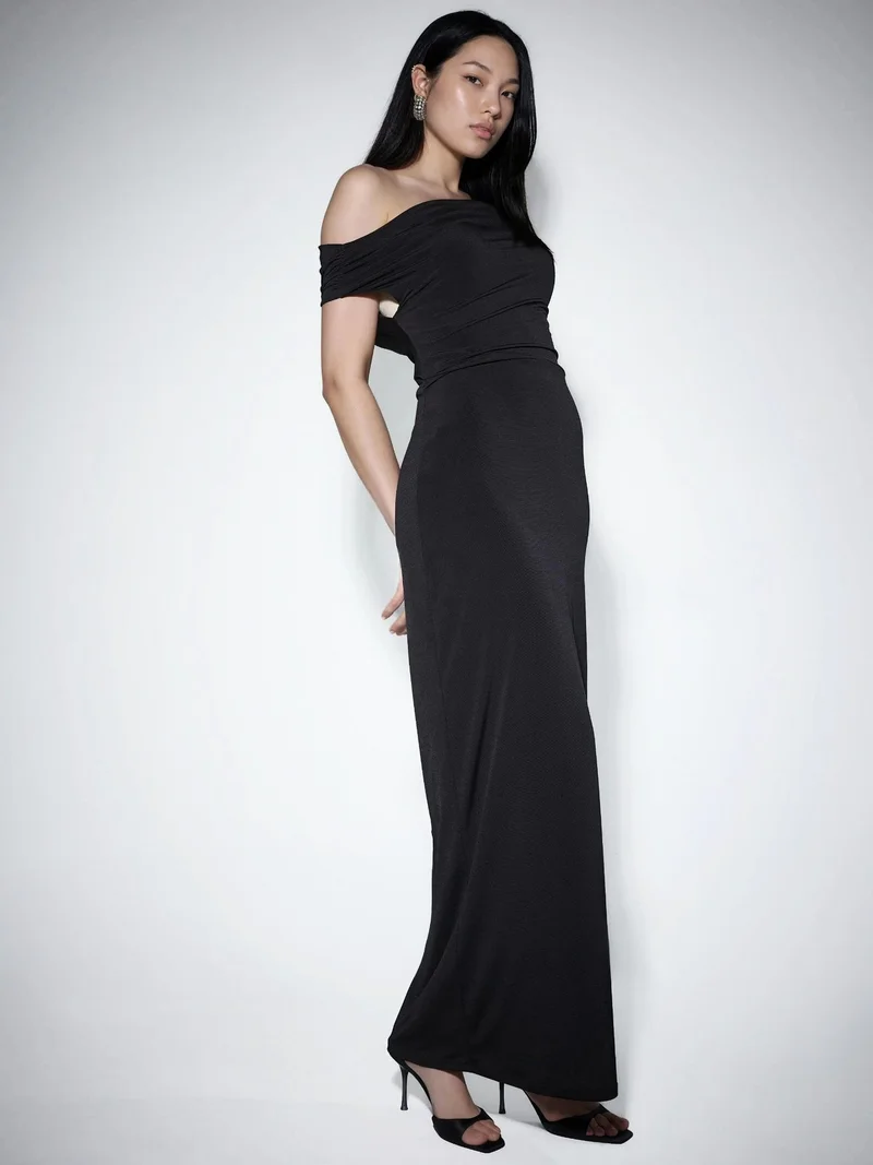 هيكاب Asymmetrical Collar Slim Fit Maxi Dress