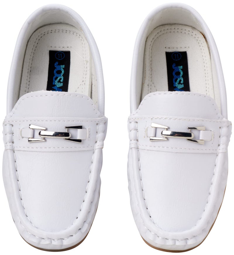 Josmo Boysâ€™ Shoes Casual Leatherette Moccasin Driving Loafers- White Size 2 Big Kid - Image 3