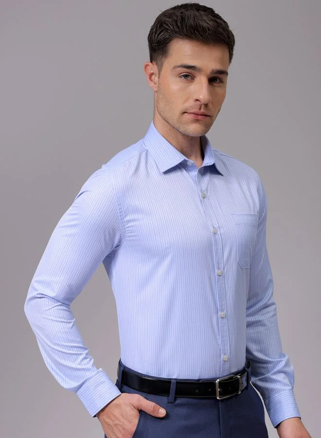 The Indian Garage Co Men Slim Fit Striped Full Sleeves Cutaway Collar Formal Shirt