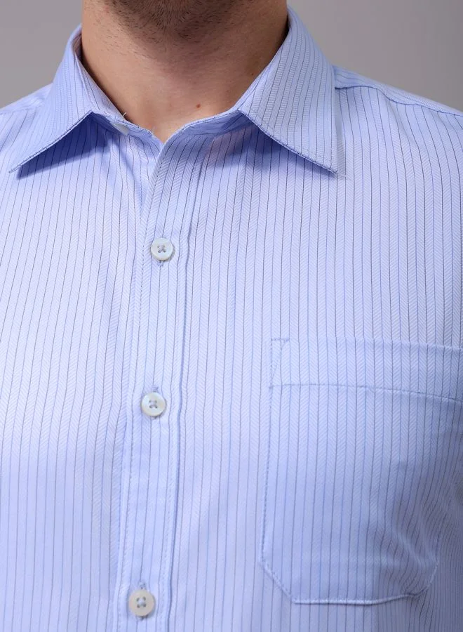 The Indian Garage Co Men Slim Fit Striped Full Sleeves Cutaway Collar Formal Shirt