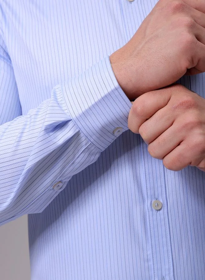 The Indian Garage Co Men Slim Fit Striped Full Sleeves Cutaway Collar Formal Shirt