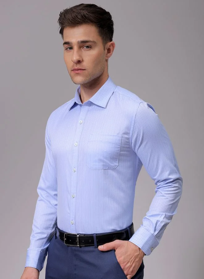 The Indian Garage Co Men Slim Fit Striped Full Sleeves Cutaway Collar Formal Shirt