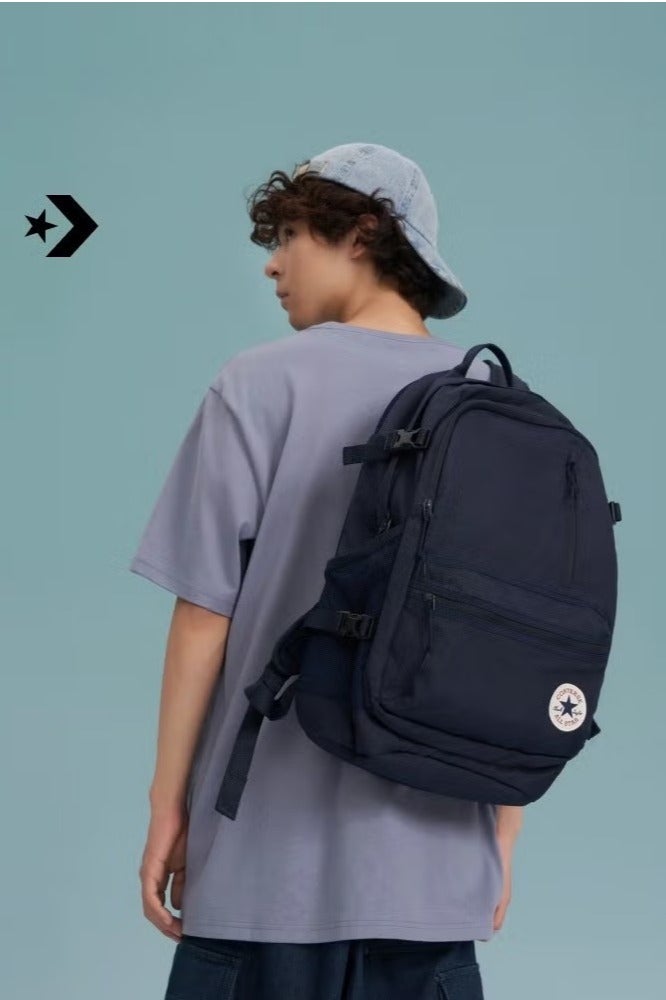 CONVERSE Converse Unisex Backpack Large Capacity with Laptop Compartment, Multi-Pocket School Backpacks, Casual Backpacks for School, Travel, Work - Straight Edge Classic Navy  - Image 2