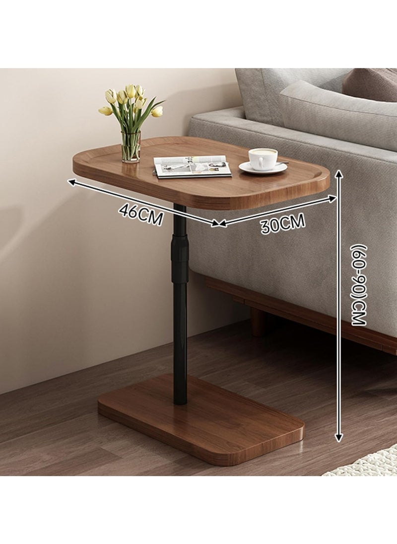 XICEN Small Side Table,Coffee Table Adjustable ,C Shaped End Table for Sofa and Bed, TV Tray Table with Metal Frame for Couch, Living Room, Bedroom(Black walnut + Black frame L46*W30*H(60-90)cm)  - Image 2