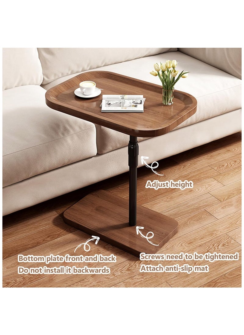 XICEN Small Side Table,Coffee Table Adjustable ,C Shaped End Table for Sofa and Bed, TV Tray Table with Metal Frame for Couch, Living Room, Bedroom(Black walnut + Black frame L46*W30*H(60-90)cm)  - Image 3