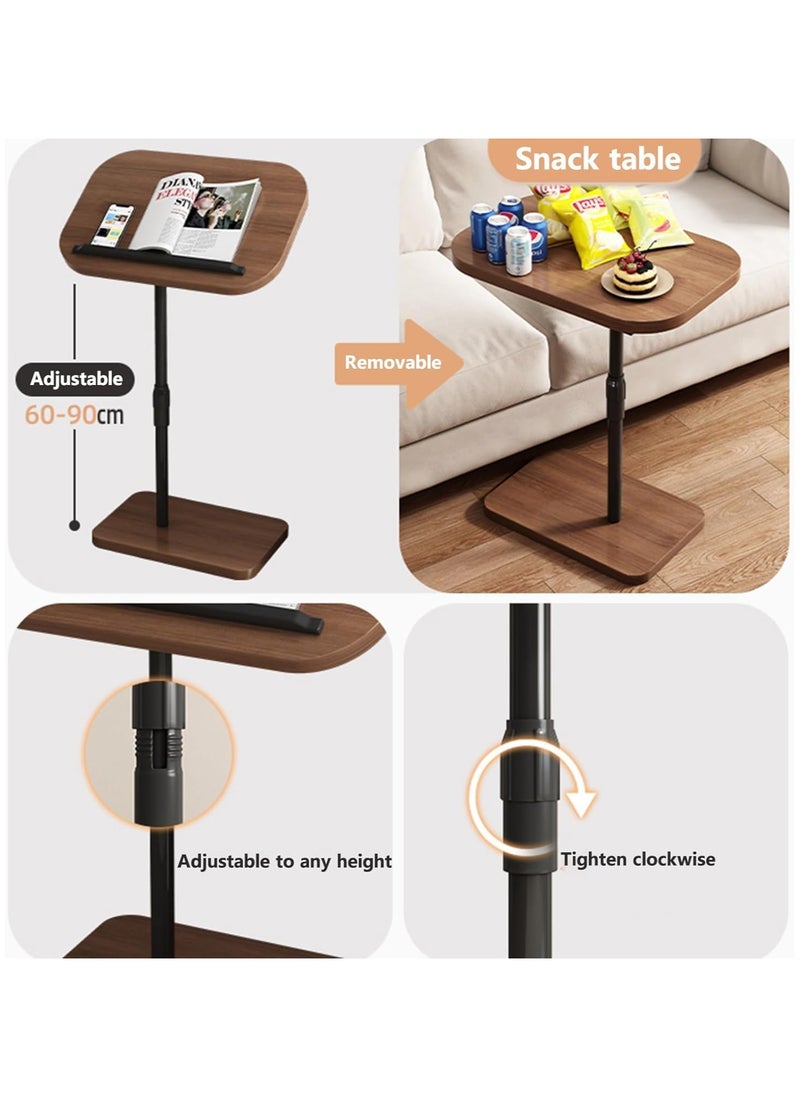 XICEN Small Side Table,Coffee Table Adjustable ,C Shaped End Table for Sofa and Bed, TV Tray Table with Metal Frame for Couch, Living Room, Bedroom(Black walnut + Black frame L46*W30*H(60-90)cm)  - Image 4