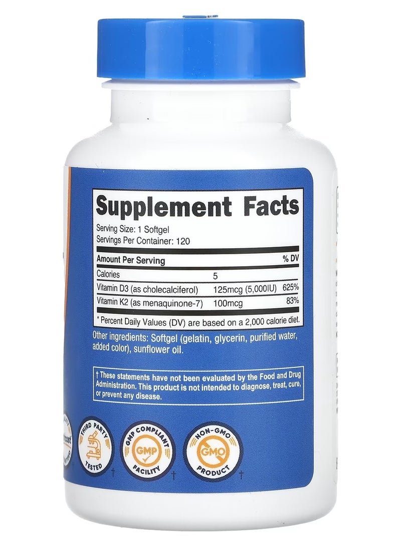فيتامين ك 2 + فيتامين د 3 ، 120 كبسولة هلامية - Image 2