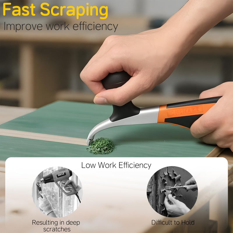 Onemake 2-1/2" Heavy-Duty Premium Ergonomic Carbide Scraper Tool, Removal on Dry Glaze, Stains, Putty, Scratches, Rust, Paint, Glue, Varnish, Resin, Suitable for Various Surfaces, Wood, Metal, Glass & Floors - Image 4