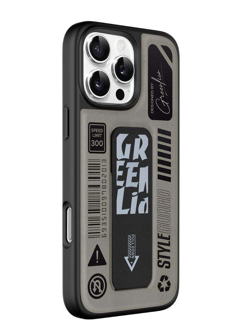 GREEN LION iPhone 16 Pro Grip Pro Magsafe Case / Grip and Stand / Shock Absorption / Comfortable Grip /Strong Magnets / Anti Scratch / Stylish Back Cover - Titanium - Image 1