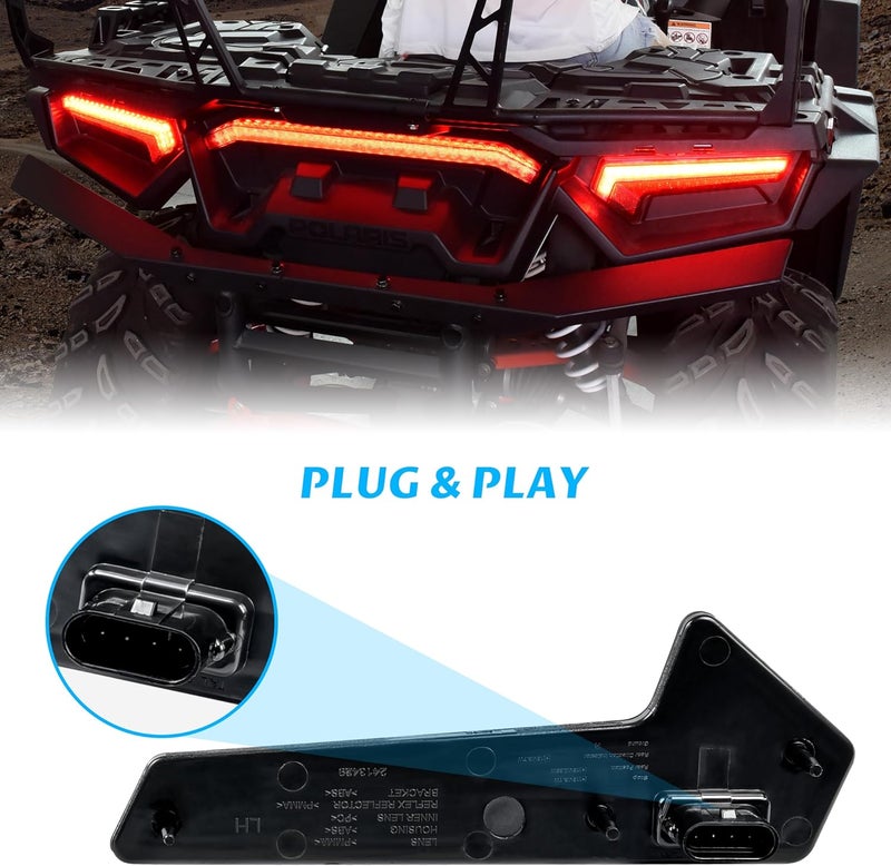 SAUTVS UTV Tail Lights Assembly for Polaris RZR XP 1000/Turbo/Sportsman 18-23, Red LED Taillights Rear Lamps for Polaris RZR XP 1000 RZR XP Turbo Sportsman 570 850 1000 2018-2023 Accessories (2PCS) - Image 5
