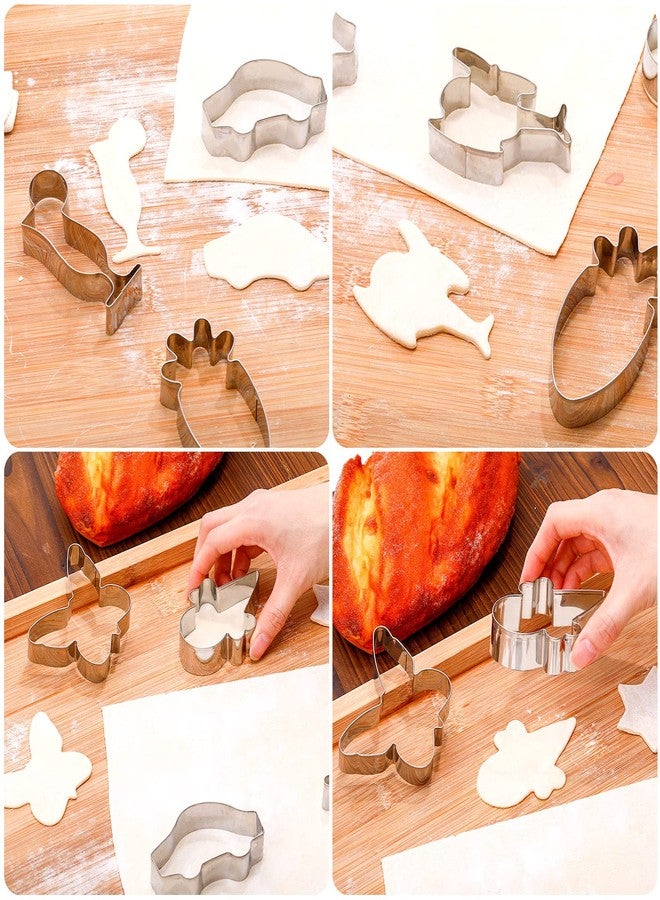 Yinder 108 Pcs Metal Cookie Cutters Set Stainless Steel Biscuit Cutter Molds Include Heart Star Round Flower Vehicle Sea Creatures Alphabet Numbers Ice Cream Cone Fruit Shapes Cookie Cutters for Baking - Image 5