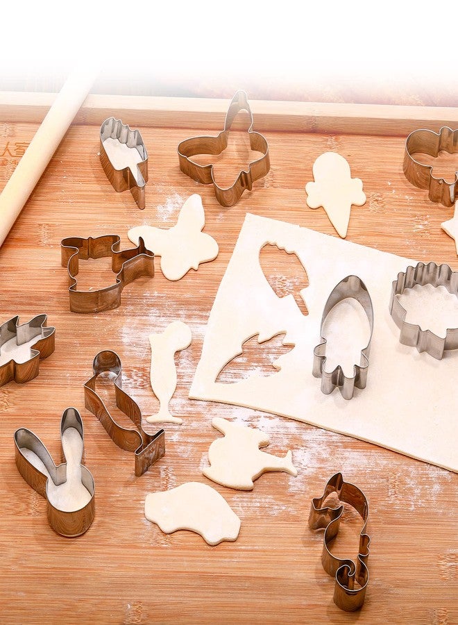 Yinder 108 Pcs Metal Cookie Cutters Set Stainless Steel Biscuit Cutter Molds Include Heart Star Round Flower Vehicle Sea Creatures Alphabet Numbers Ice Cream Cone Fruit Shapes Cookie Cutters for Baking - Image 3