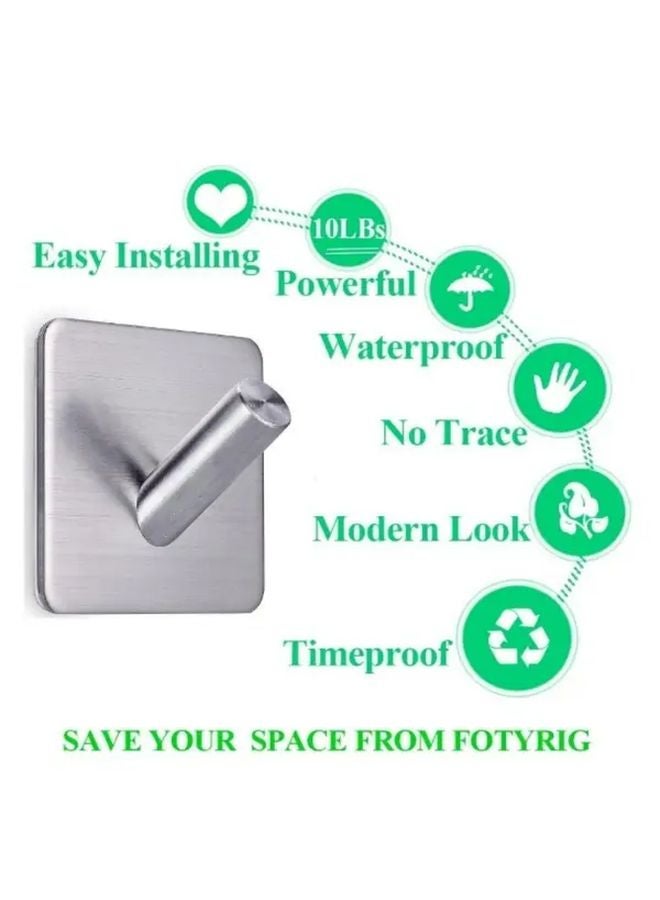 1pc Stainless Steel Strong Adhesive Hooks For Wall Door Clothes Coat Hat Kitchen Bathroom Towel Hanger - Image 3