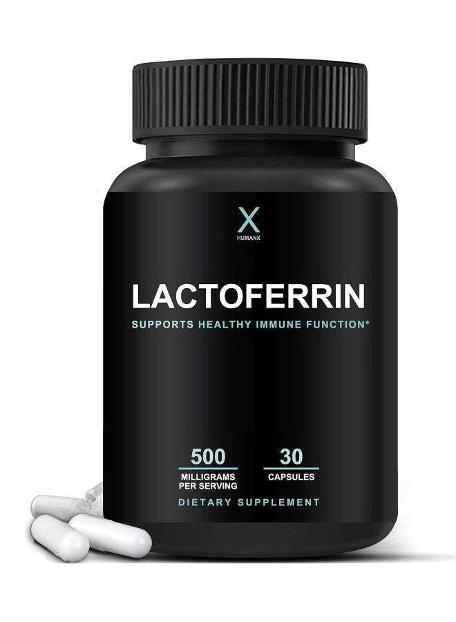 HUMANX Lactoferrin 500mg - Powerful Serving Size (Gluten Free, Non GMO, Soy Free Supplements) - A Component in Colostrum - USA Made, Supports Healthy Immunity, Iron Utilization & Absorption - Image 1