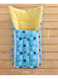 babyhug Babyhug 100% Cotton Sleeping Bag & Carry Nest for 0-6 Months, Circle Print - Co-Sleeping Comfort Blue  - Image 2