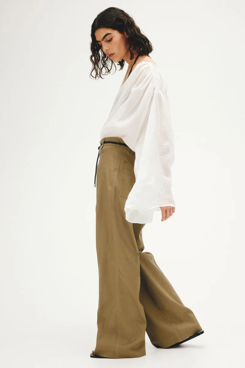H&M Linen-blend bootcut trousers