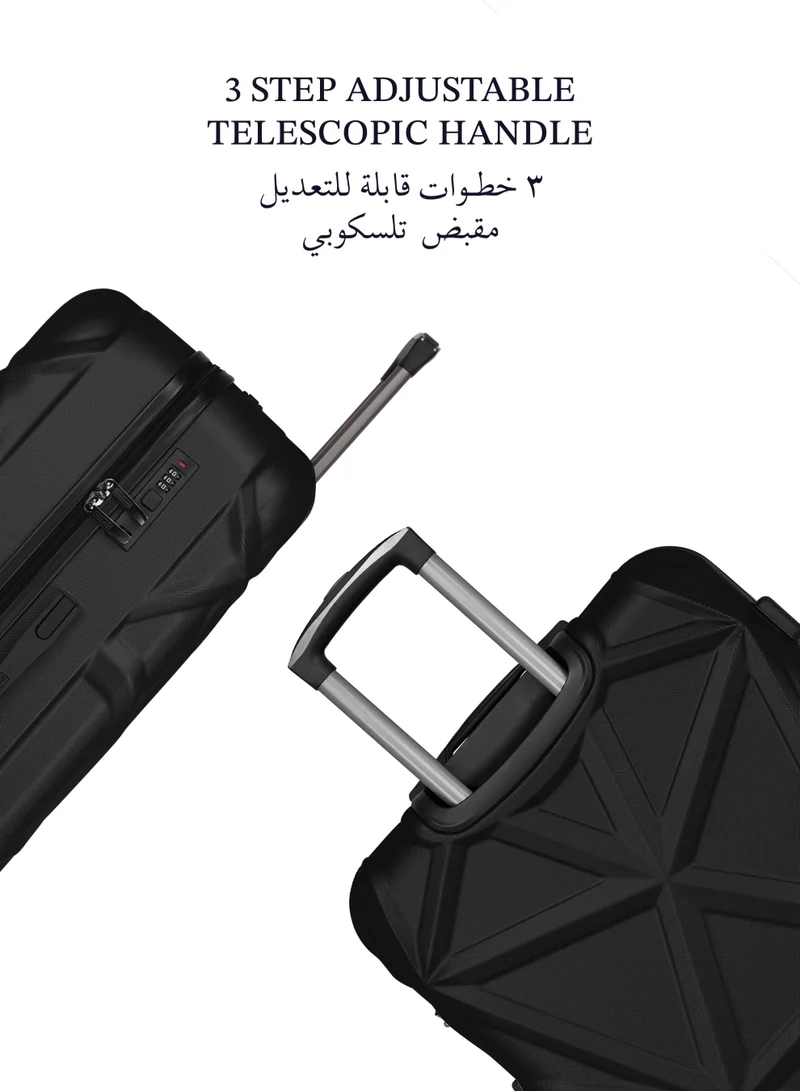 بارا جون Matrix 24-Inch Medium ABS Hard Case Checked-In Luggage Trolley Bag with 4 Spinner Wheels and Lock – Black