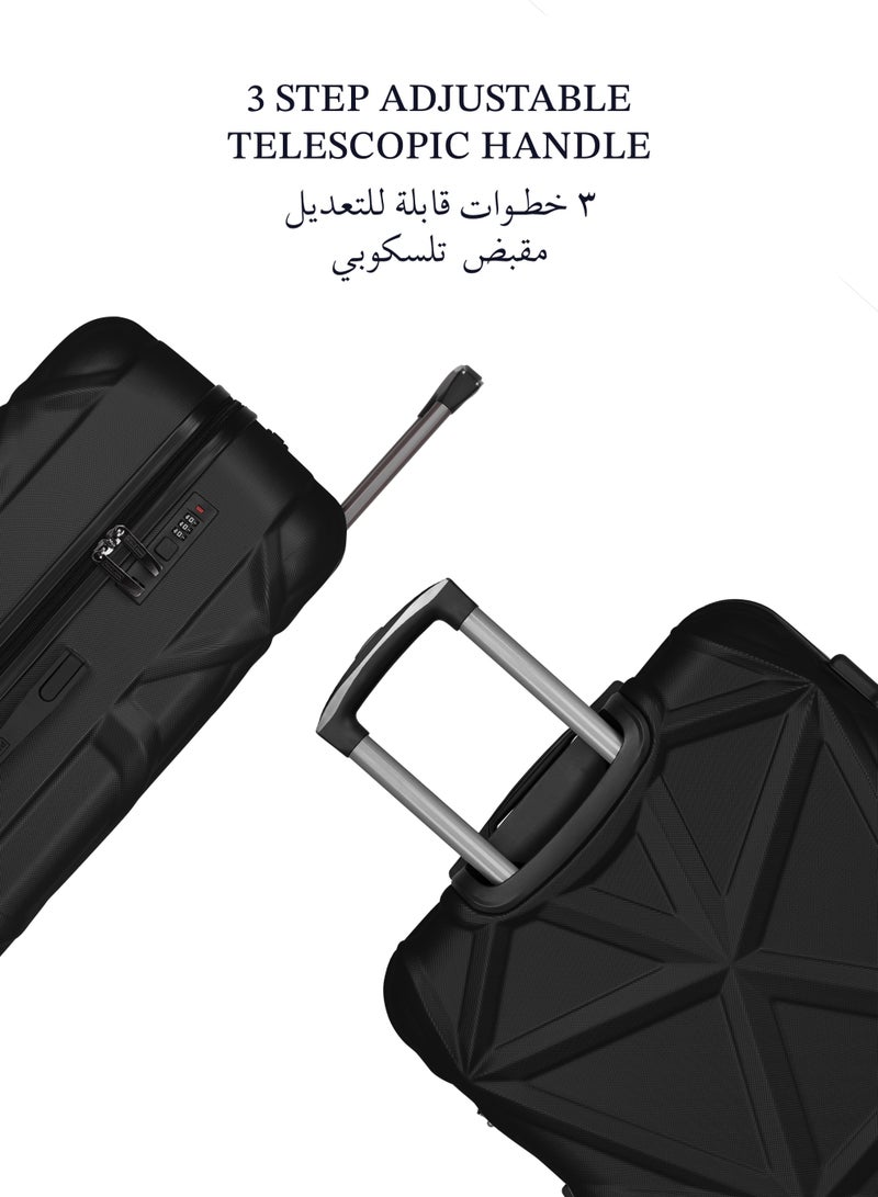 PARAJOHN Matrix 24-Inch Medium ABS Hard Case Checked-In Luggage Trolley Bag with 4 Spinner Wheels and Lock – Black - Image 2