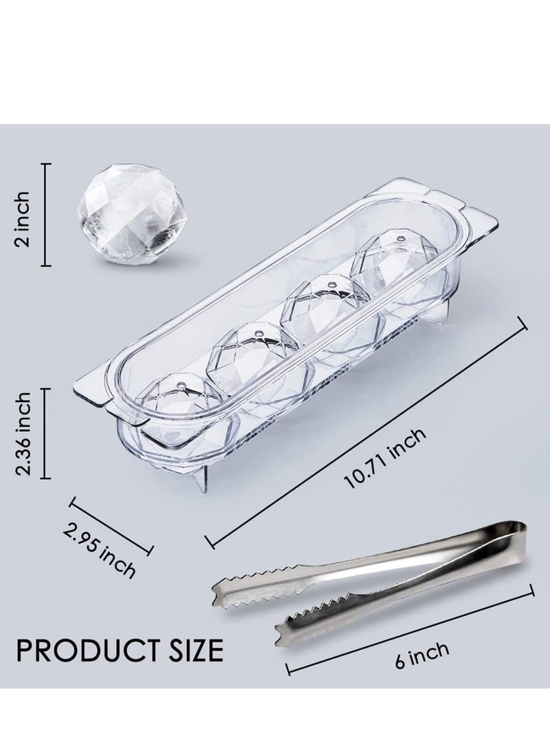 Ice Ball Maker Molds Cube Tray For Freezer 2 Inch Large Moulds Bourbon Diamond Easy Release Round Set Of 2