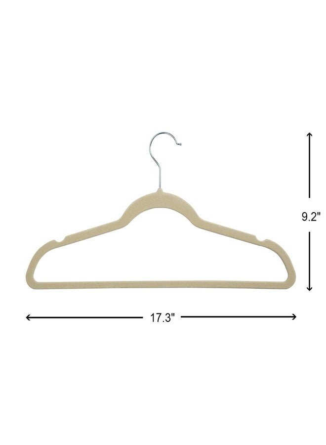50 Pieces Of Flocking Non-Slip Hangers For Household Clothes Hanging, Beige  - Image 3
