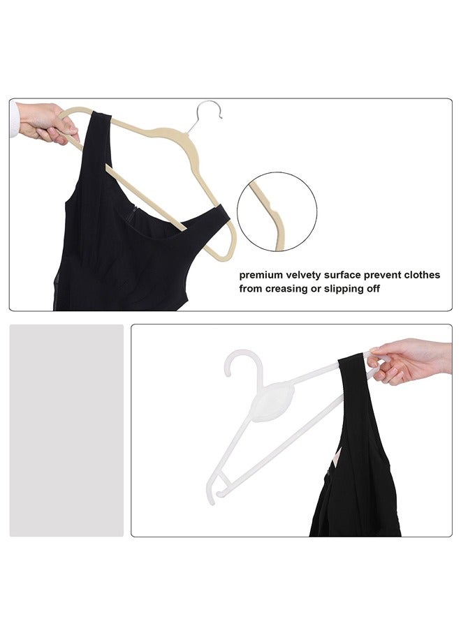 50 Pieces Of Flocking Non-Slip Hangers For Household Clothes Hanging, Beige  - Image 5