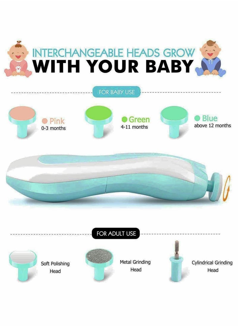 Y&D - Baby Nail Trimmer, Electric File Drill Tool for Baby, Safe Clippers with LED Front Light Newborn or Toddler Toes, and Fingernails(Blue) - Image 1