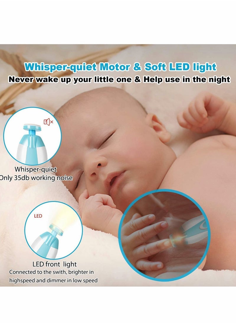 Y&D - Baby Nail Trimmer, Electric File Drill Tool for Baby, Safe Clippers with LED Front Light Newborn or Toddler Toes, and Fingernails(Blue) - Image 1