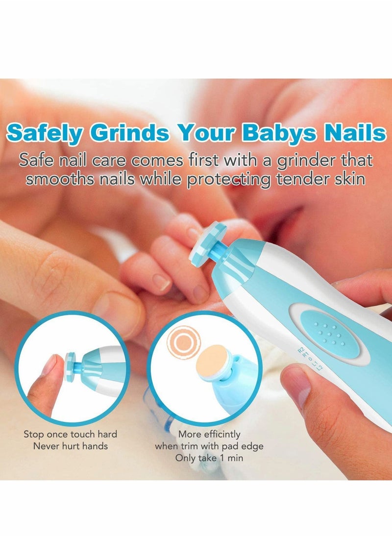 Y&D - Baby Nail Trimmer, Electric File Drill Tool for Baby, Safe Clippers with LED Front Light Newborn or Toddler Toes, and Fingernails(Blue) - Image 1