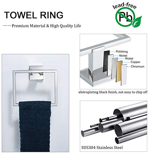 TNOMS Bathroom Hardware Accessories Set Polished Chrome Towel Bar Sets Include Towel Bar Towel Holder Toilet Paper Holder Towel Hook,5 Pieces Stainless Steel Wall Mounted - Image 2
