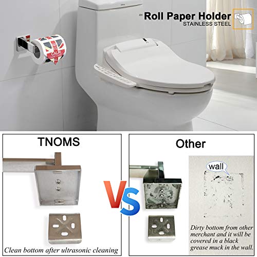 TNOMS Bathroom Hardware Accessories Set Polished Chrome Towel Bar Sets Include Towel Bar Towel Holder Toilet Paper Holder Towel Hook,5 Pieces Stainless Steel Wall Mounted - Image 4