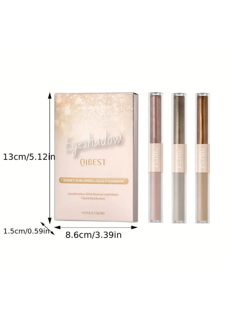QiBest مجموعة ظلال العيون السائلة المكونة من 6 قطع، ظلال عيون مزدوجة الأطراف، لؤلؤية وغير لامعة، ظلال عيون ناعمة ذات ملمس رقيق - Image 2