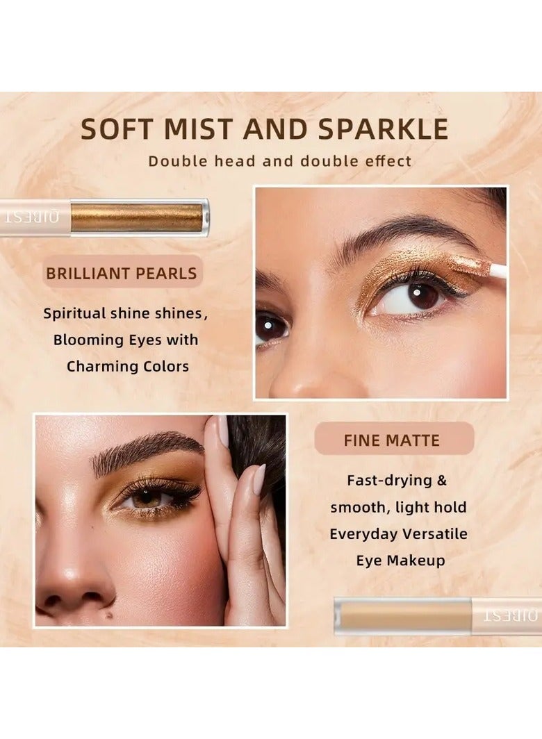 QiBest مجموعة ظلال العيون السائلة المكونة من 6 قطع، ظلال عيون مزدوجة الأطراف، لؤلؤية وغير لامعة، ظلال عيون ناعمة ذات ملمس رقيق - Image 3