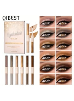 QiBest 6pcs Liquid Eyeshadow Set Pearly Matte Double Ended Eyeshadow Pearly And Matte Finish  Smooth Delicate Texture Eyeshadow  - Image 4