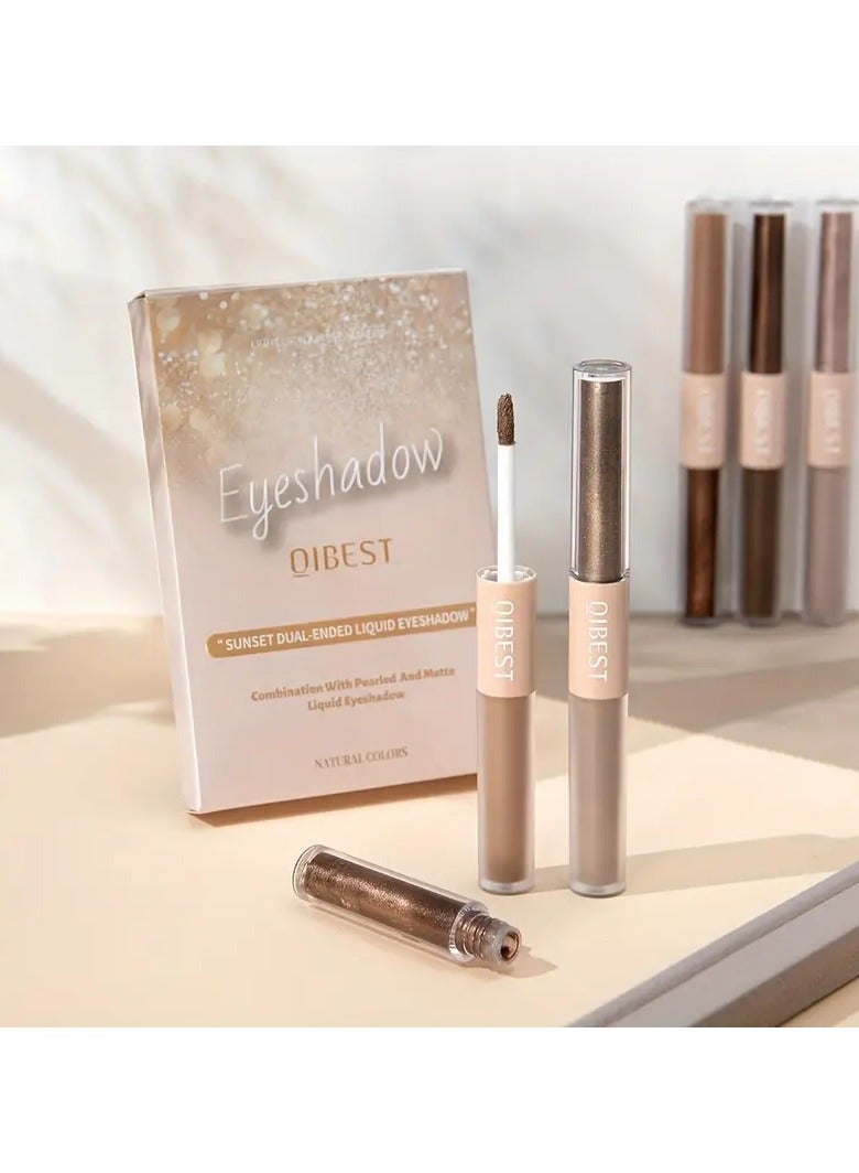 QiBest مجموعة ظلال العيون السائلة المكونة من 6 قطع، ظلال عيون مزدوجة الأطراف، لؤلؤية وغير لامعة، ظلال عيون ناعمة ذات ملمس رقيق - Image 5
