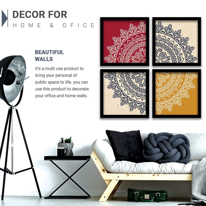 Digital Art Mandala Paintings – Set of 4 Modern Wall Frames for Elegant Home Décor Paintings for Stylish Living Room Decoration - Image 3