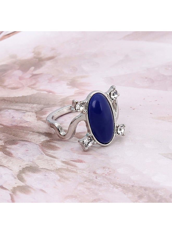Jinyu 2 Set Unisex Vampire Diaries Elena Sapphire Crystal Daylight Ring and Katherine Sapphire Crystal Pendant Daywalking Necklace, Metal, metal - Image 5