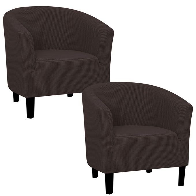 EASYGOING STRETCH CLUB ARMCHAIR SLIPCOVER 2 PIECES BARREL TUB SOFA COVER FURNITURE PROTECTOR JACQUARD COUCH COVER CHOCOLATE 2 PACK