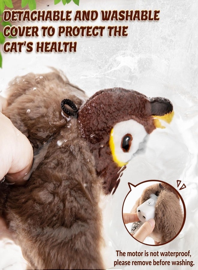 Lukovee Interactive Cat Toys Rechargeable - Touch Activated Flapping Sparrow Catnip Toys with Lifelike Chirping, Plus Bird Toy with Rope and Hooks for Indoor Kitten Kitty Exercise (Khaki) - Image 5