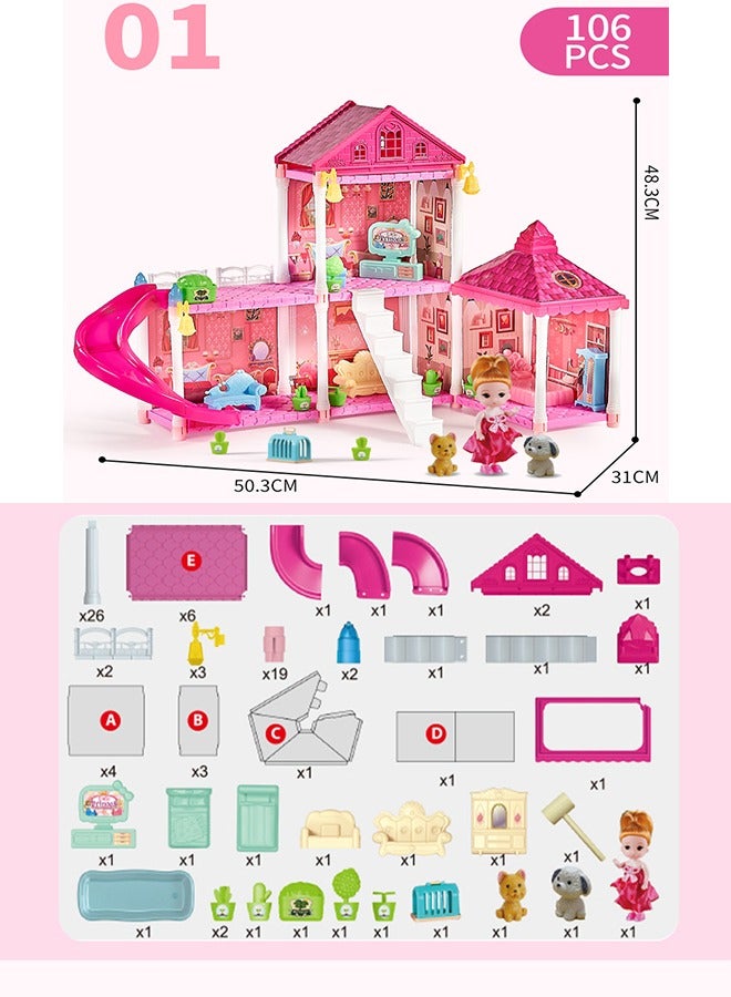 Beauenty Doll House Dream House for Girls Pretend Toys 2 Story 4 Rooms Dollhouse Toddler Playhouse DIY Building Kids Gift for for 3-10 Year Old Girls - Image 2