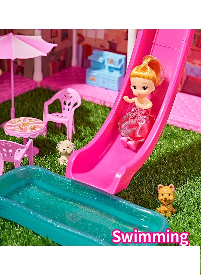 Beauenty Doll House Dream House for Girls Pretend Toys 2 Story 4 Rooms Dollhouse Toddler Playhouse DIY Building Kids Gift for for 3-10 Year Old Girls - Image 5