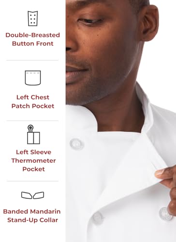 Chef Works Men's Volnay Chef Coat, White, Medium - Image 3