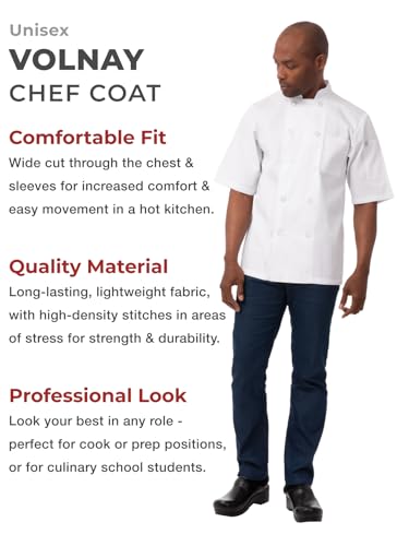 Chef Works Men's Volnay Chef Coat, White, Medium - Image 2