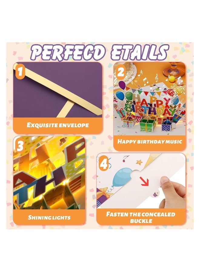 3D Musical Birthday Cards with LED Light, Fun Pop-Up Greeting Cards for Kids and Adults, Unique Birthday Gifts with Music for Celebrations and Parties - Image 4