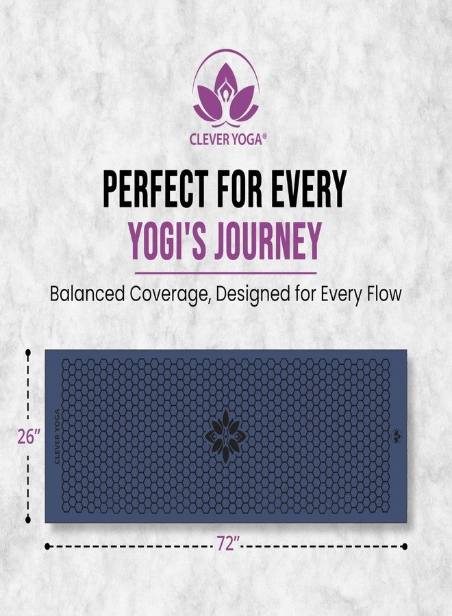 Clever Yoga Non-Slip Yoga Mat Towel - Grippy Double Sided Suede Microfiber - Hot Yoga, Bikram, Pilates - Dark Blue - Image 3