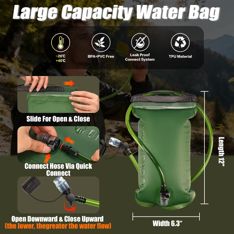 ONETOALL Running Vest with 2L Leakproof Water Bladder, Chest Pack for Hunting with Insulated Compartment for Men & Women Running, Cycling, Camping, Hiking, Skiing - Image 3