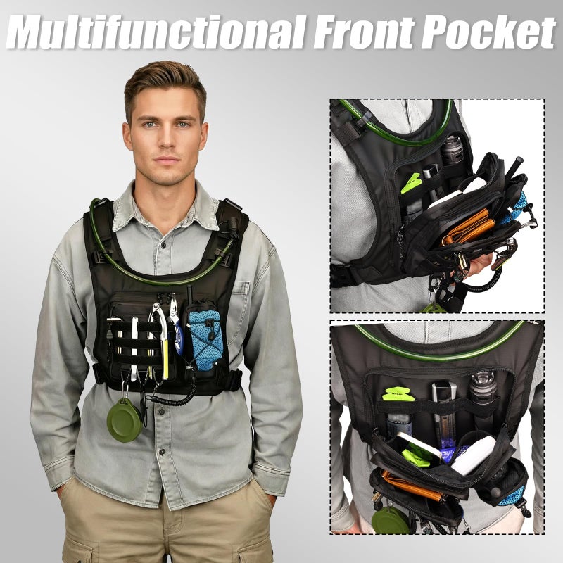 ONETOALL Running Vest with 2L Leakproof Water Bladder, Chest Pack for Hunting with Insulated Compartment for Men & Women Running, Cycling, Camping, Hiking, Skiing - Image 4