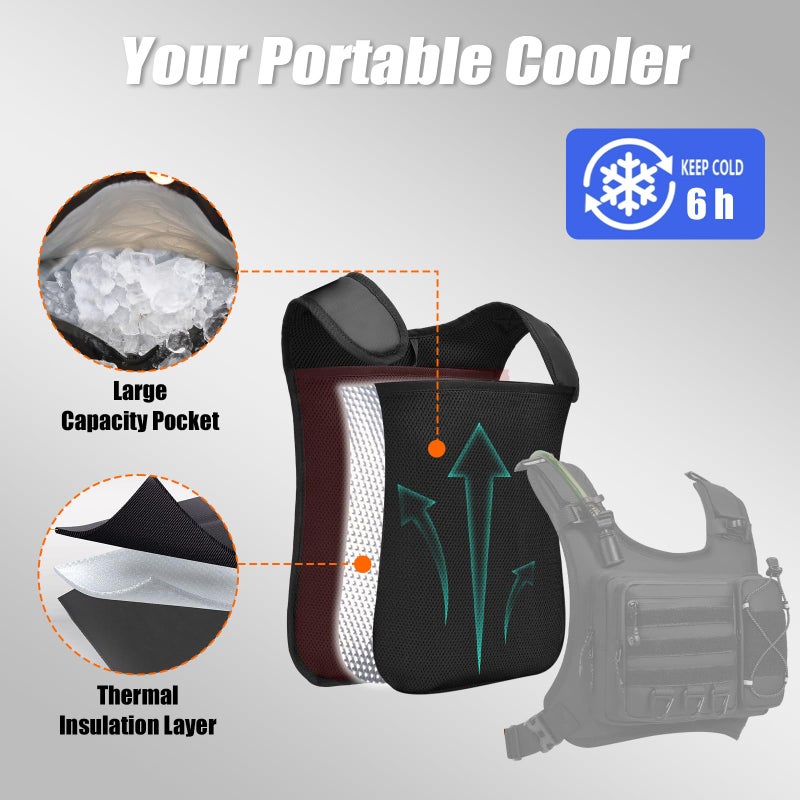 ONETOALL Running Vest with 2L Leakproof Water Bladder, Chest Pack for Hunting with Insulated Compartment for Men & Women Running, Cycling, Camping, Hiking, Skiing - Image 5